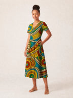 "Taji" V Neck Midi Dress Promo