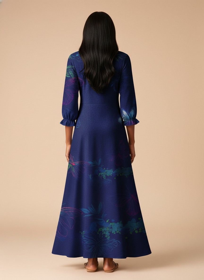 Blue Orchid Long Sleeve Maxi Dress