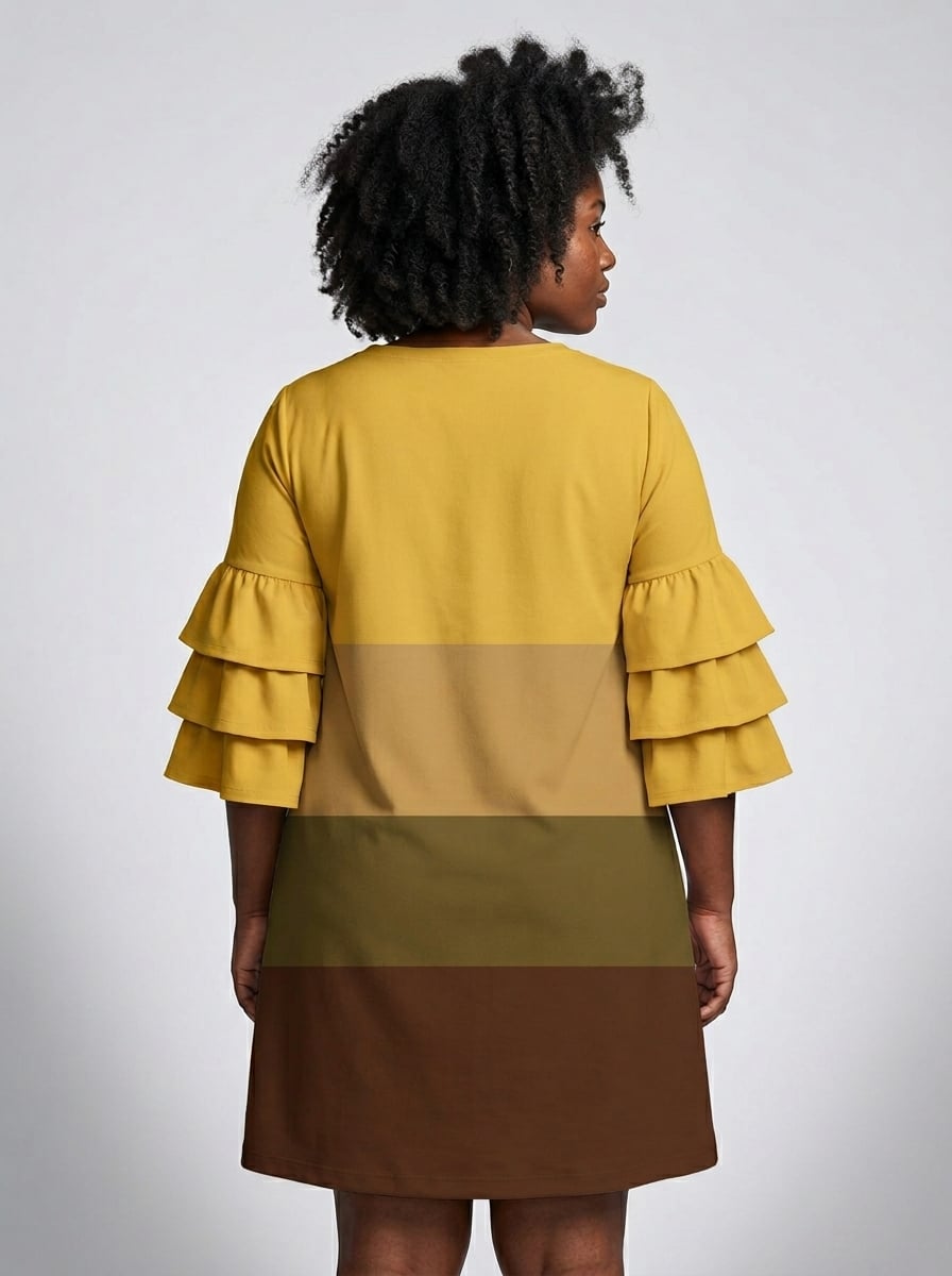 Black Excellence Stacked Ruffle Sleeve Dress