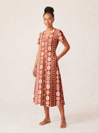 "Oshun Kijani" V Neck Midi Dress Promo