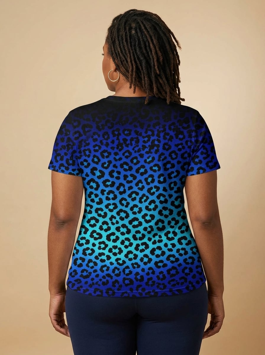 "Unstoppable" Sapphire Leopard V-Neck T-Shirt