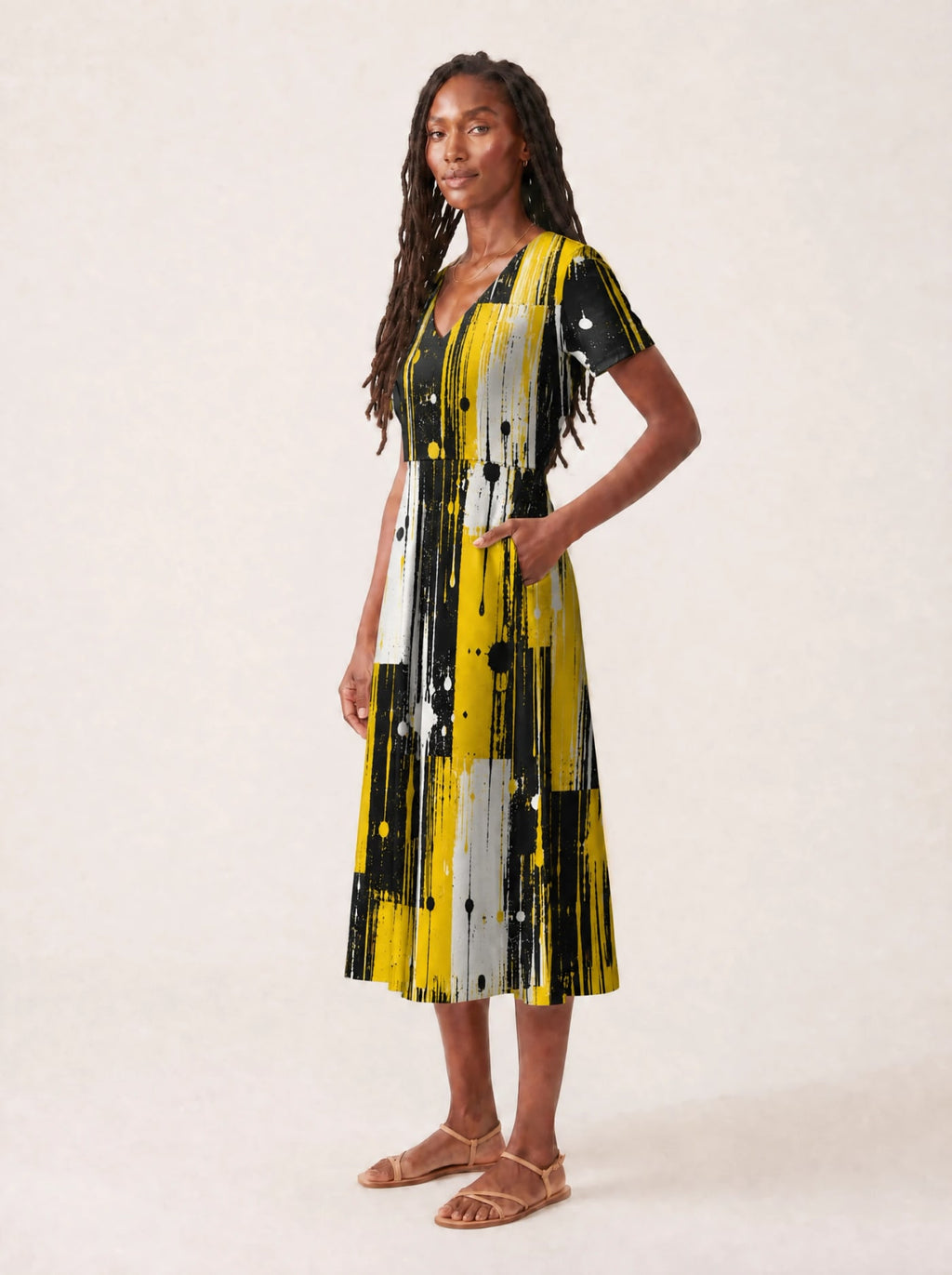 "Mvua" V Neck Midi Dress Promo