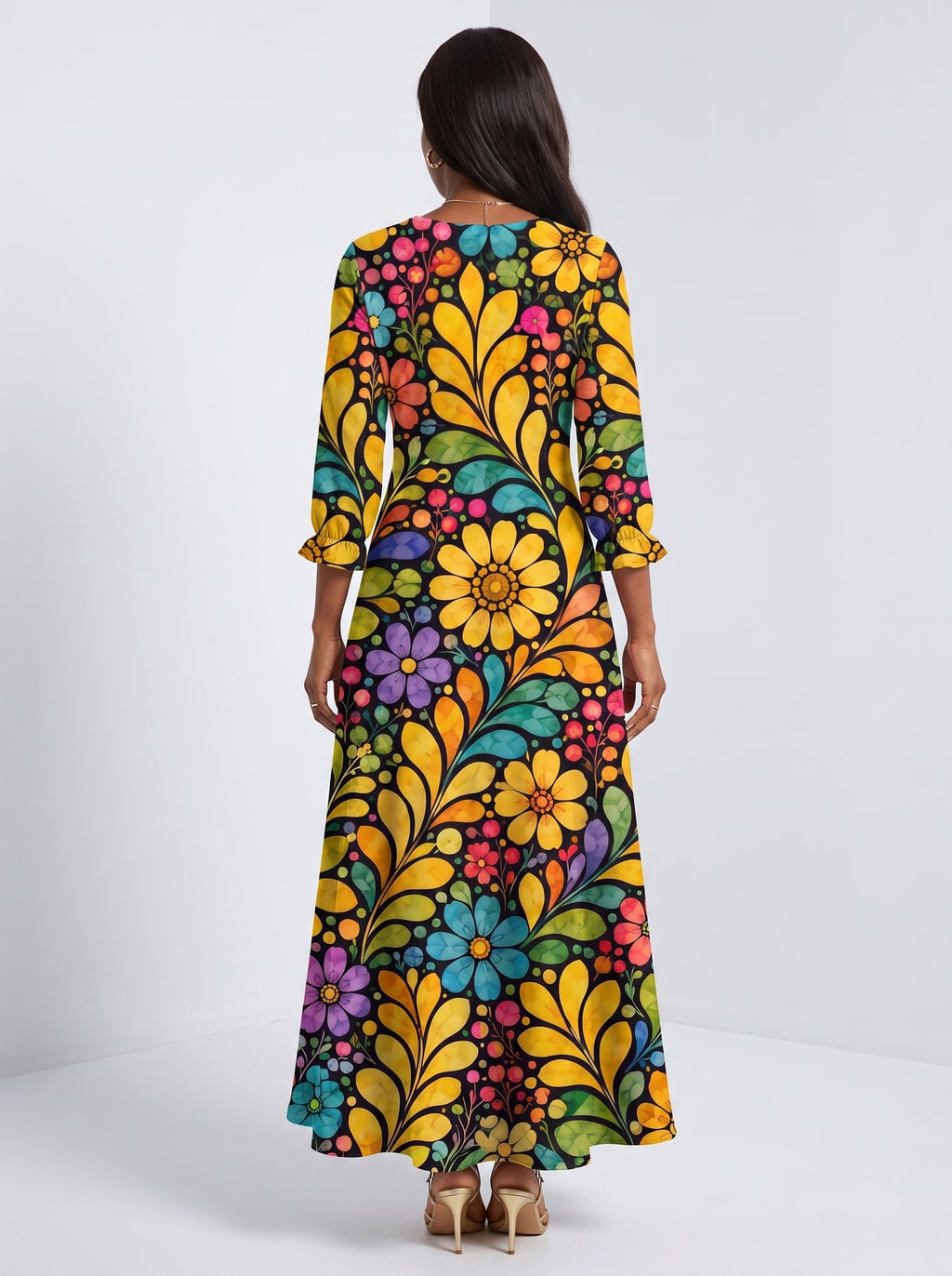 "Njano" Long Sleeve Maxi Dress