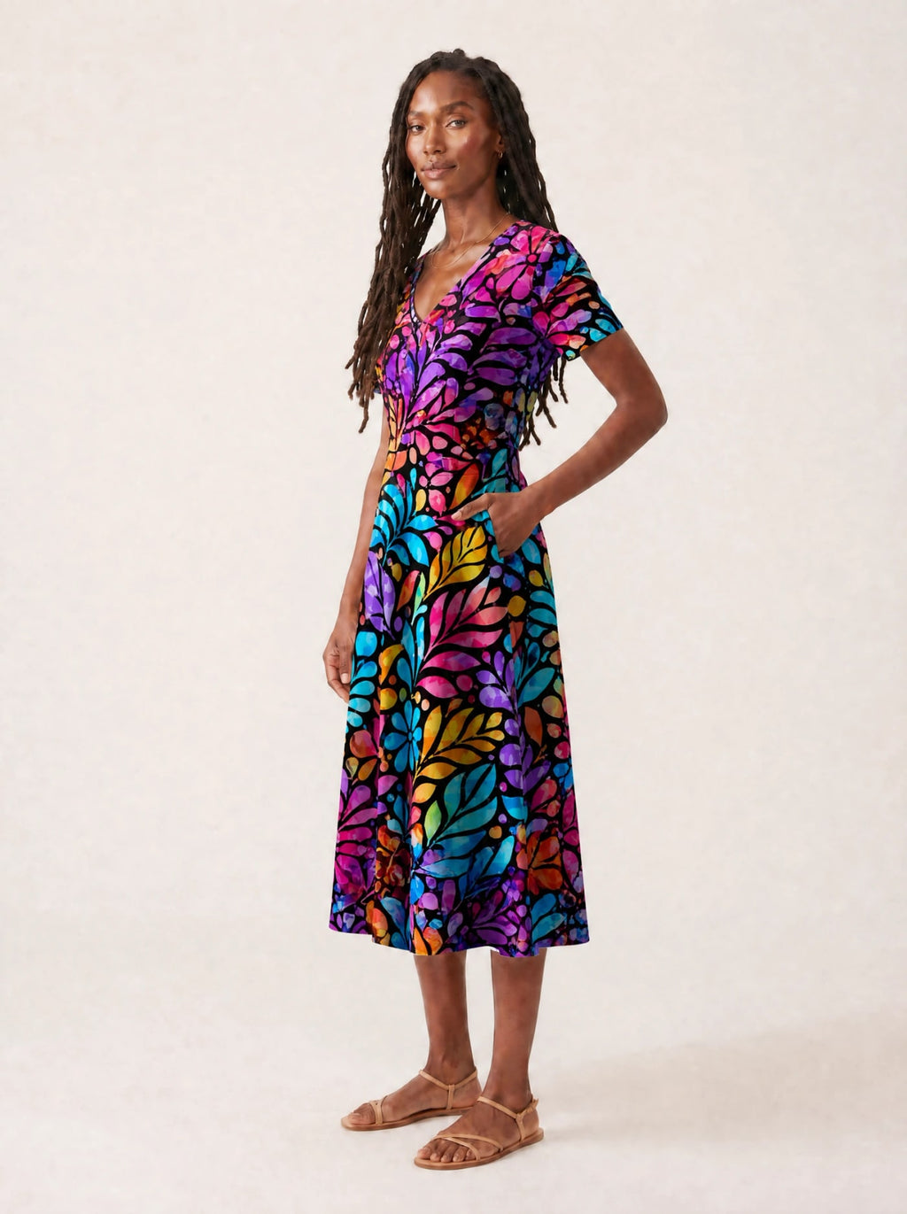 "Rangi" V Neck Midi Dress Promo