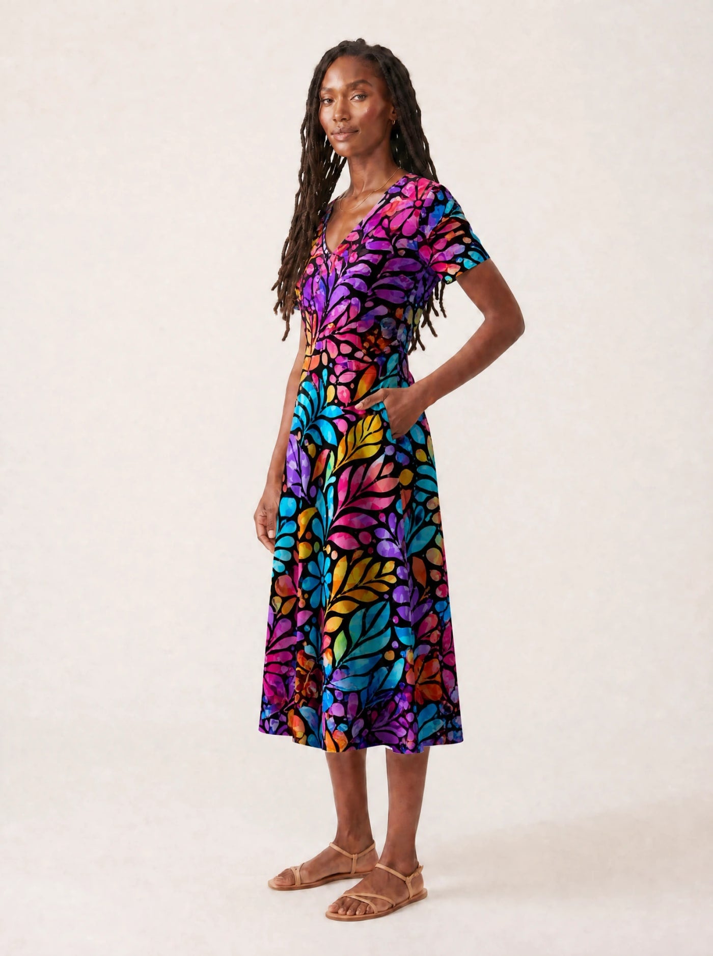 "Rangi" V Neck Midi Dress Promo