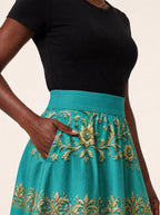 "Heshima" Twirl Skirt — waistband and pocket close-up
