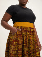 "Mudcloth" Twirl Skirt — close-up of the waistband and side pocket