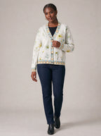 "Alizeti" Cardigan — three-quarter view on model