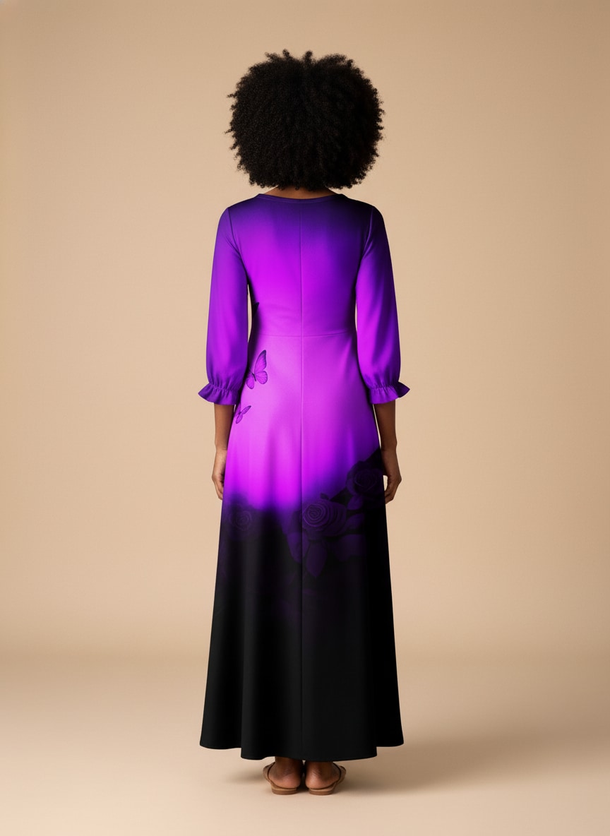 "Selah" Purple Long Sleeve Maxi Dress