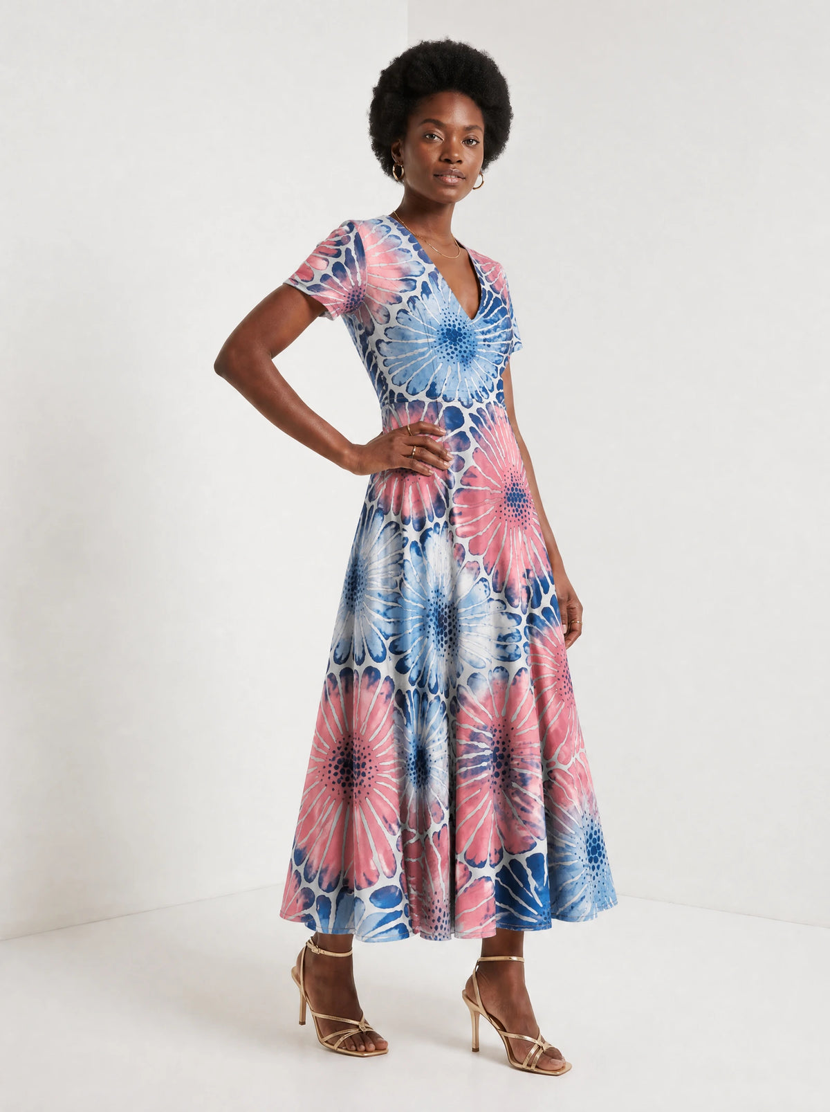 "Samawati" Short Sleeve Maxi Dress — full body