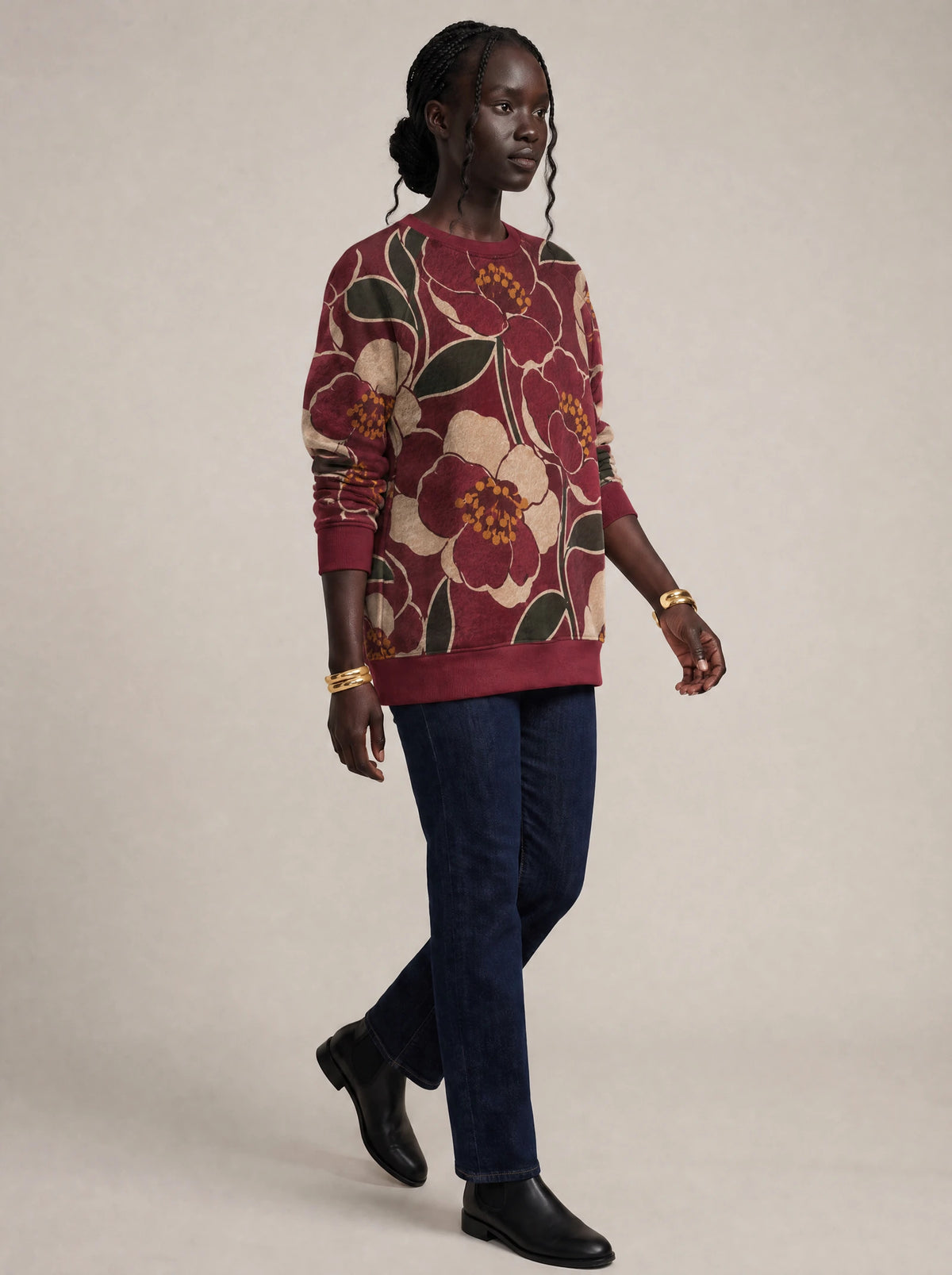 "Zabibu" Sweatshirt — three-quarter view on model
