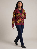 "Mavuno" Knitted Cardigan — three-quarter view on model