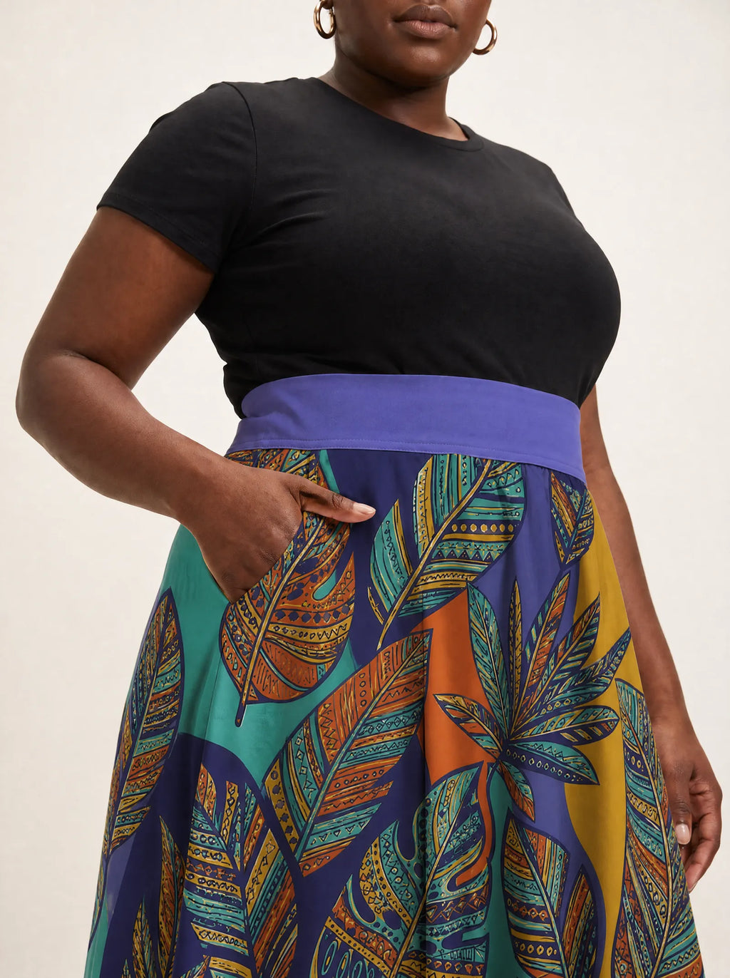 "Majani" Twirl Skirt — close-up of the waistband and side pocket