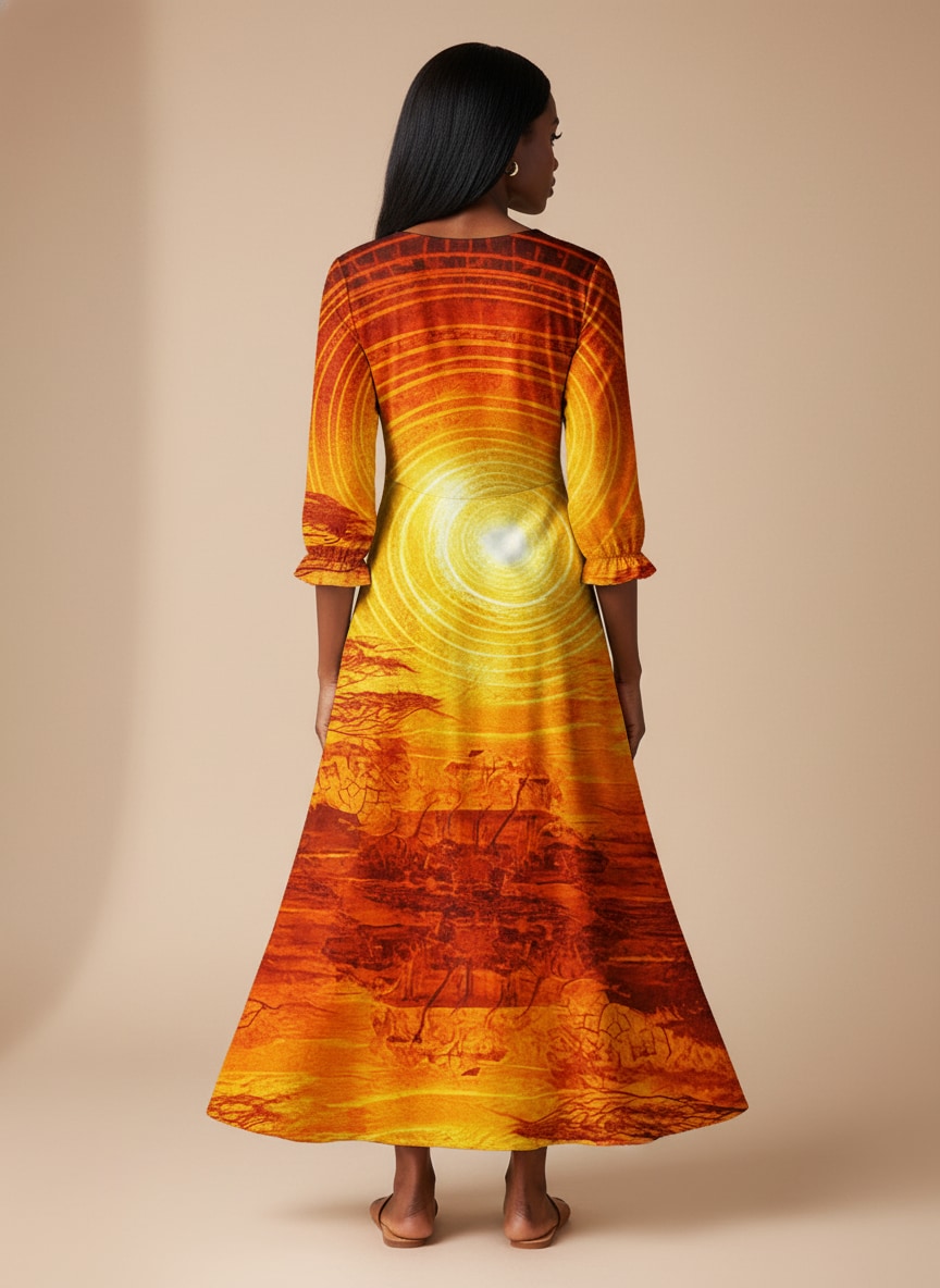 Designed Long Sleeve Maxi Dress