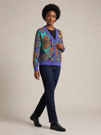 "Majani" Cardigan — three-quarter view on model