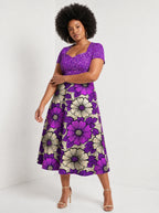 "Shani" Sweetheart Midi Dress — three-quarter view on model