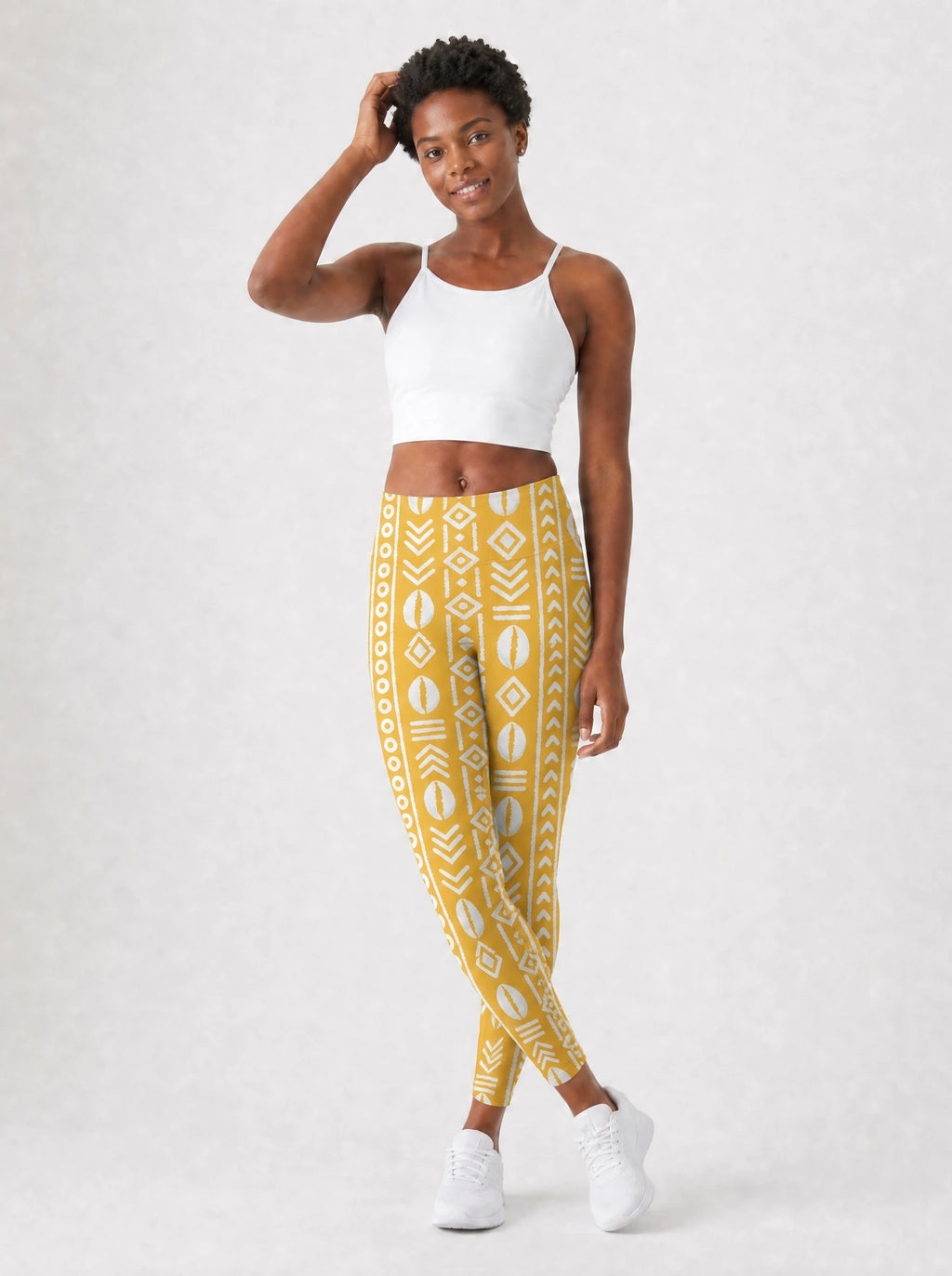 "Oshun Dhahabu" Leggings — full body view on model
