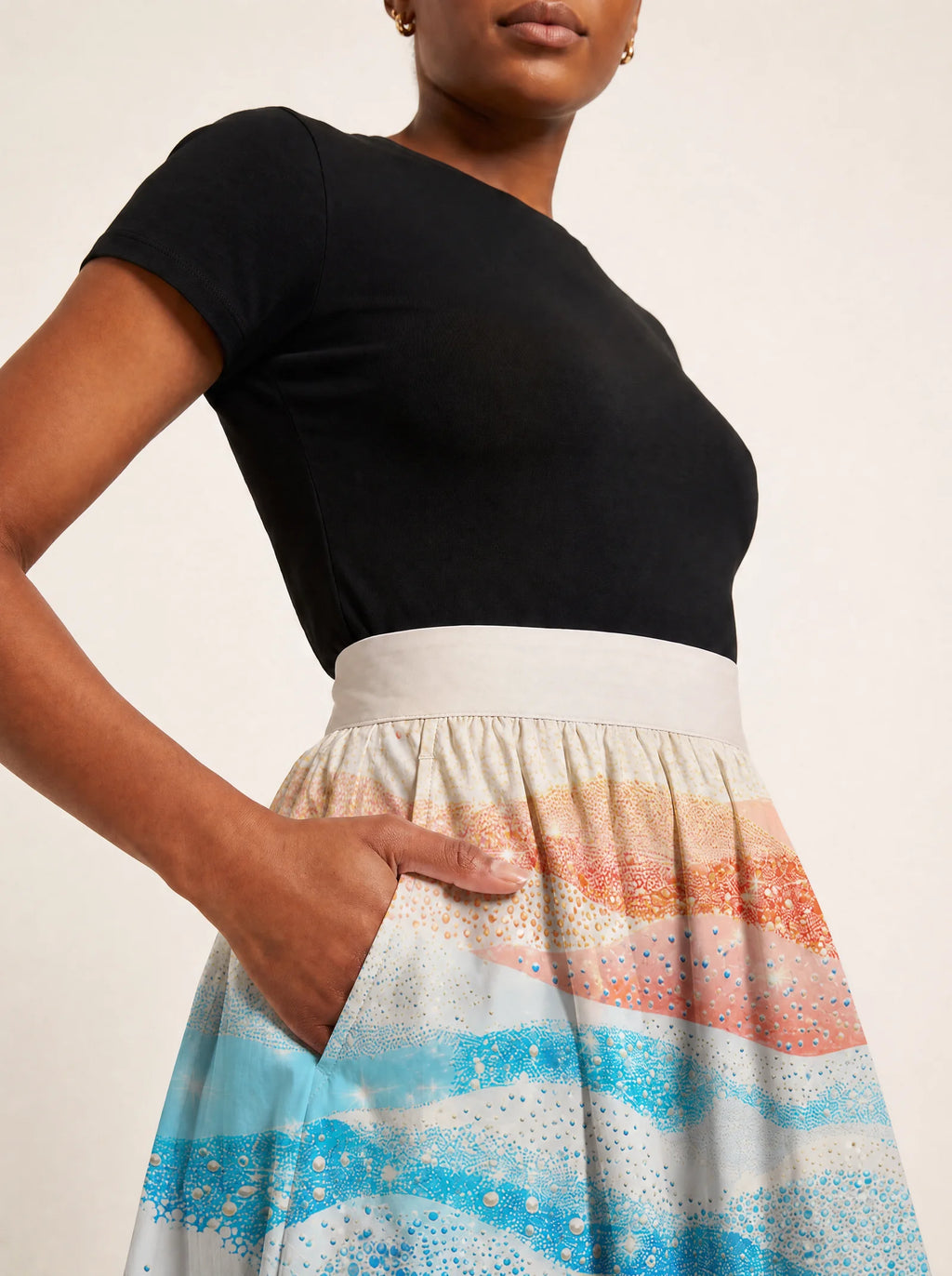 "Maji" Twirl Skirt — waistband and pocket close-up
