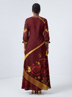 "August Girl Roses" Long Sleeve Maxi Dress
