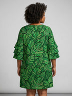 "Asili" Emerald Stacked Ruffle Sleeve Dress Promo