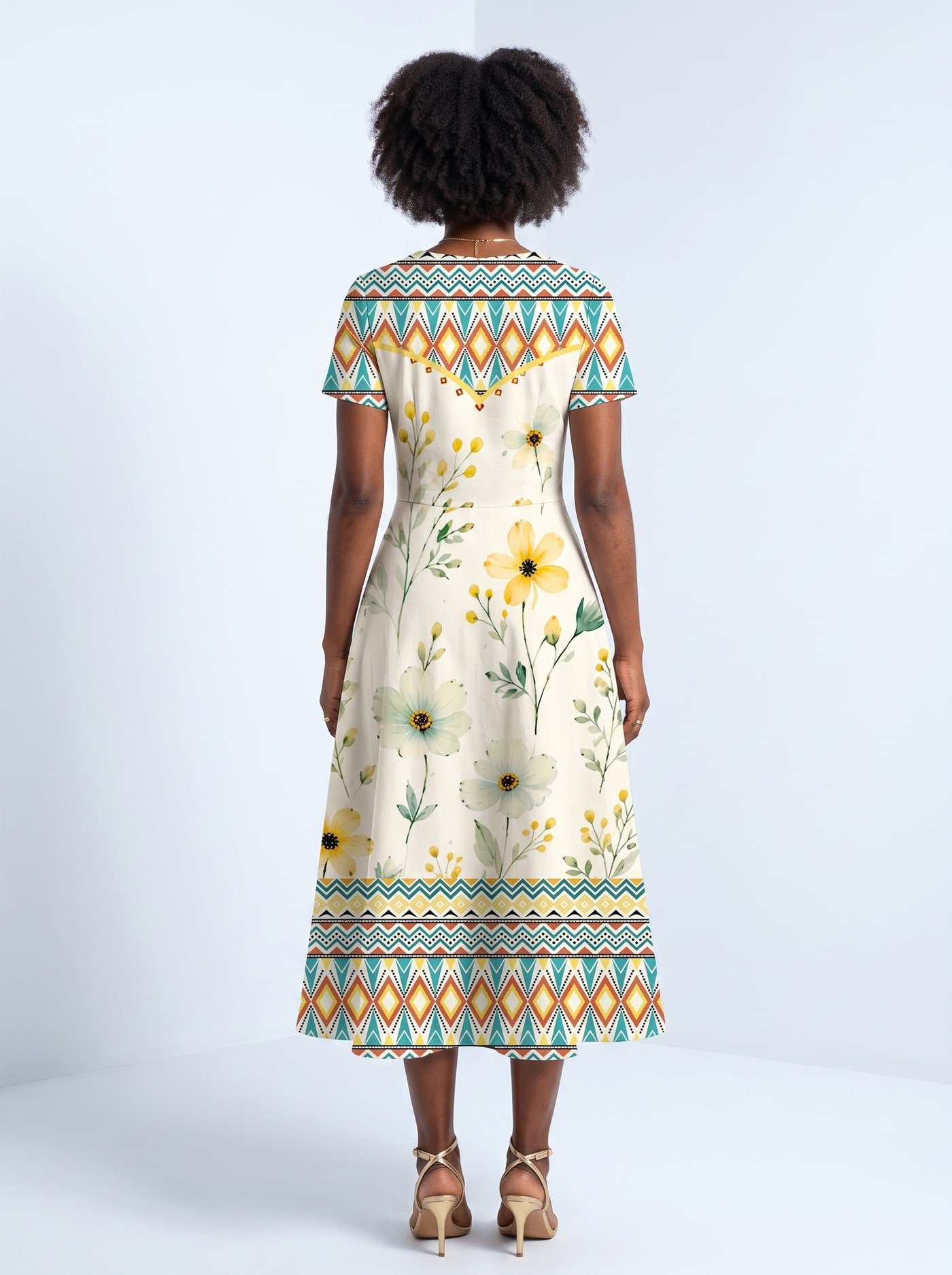 "Alizeti" Sweetheart Midi Dress