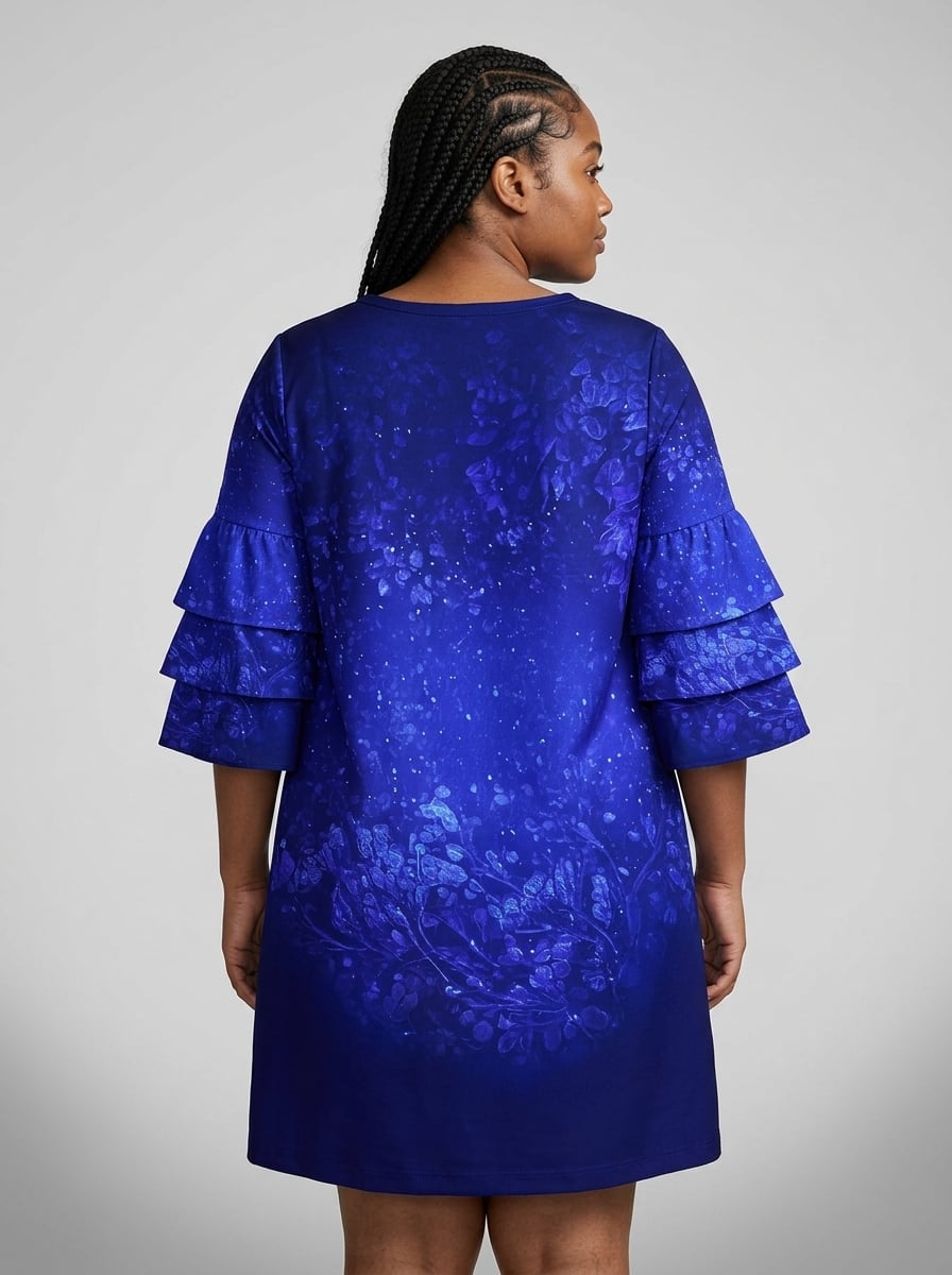Black Woman Loved Stacked Ruffle Sleeve Dress