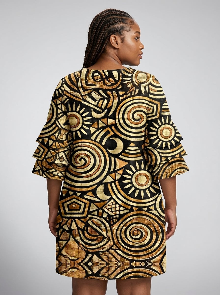 Sahara Stacked Ruffle Sleeve Dress