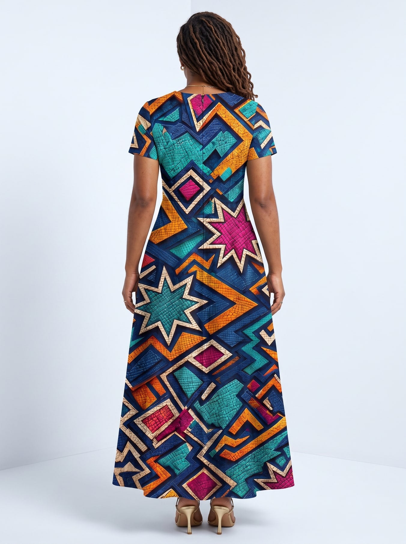 "Nuru" Short Sleeve Maxi Dress