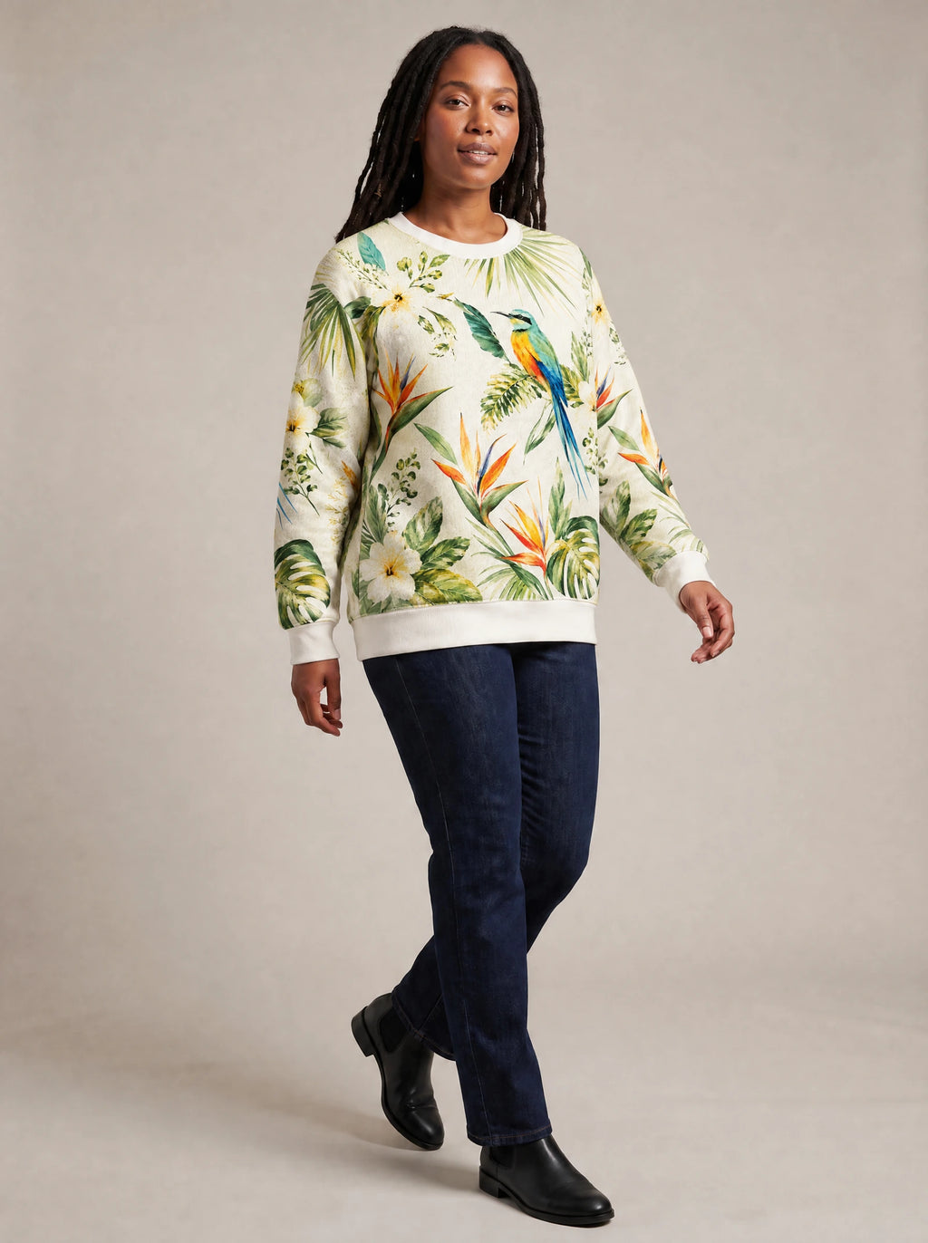 "Ndege" Sweatshirt — three-quarter view on model