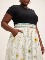 "Alizeti" Twirl Skirt — close-up of the waistband and side pocket