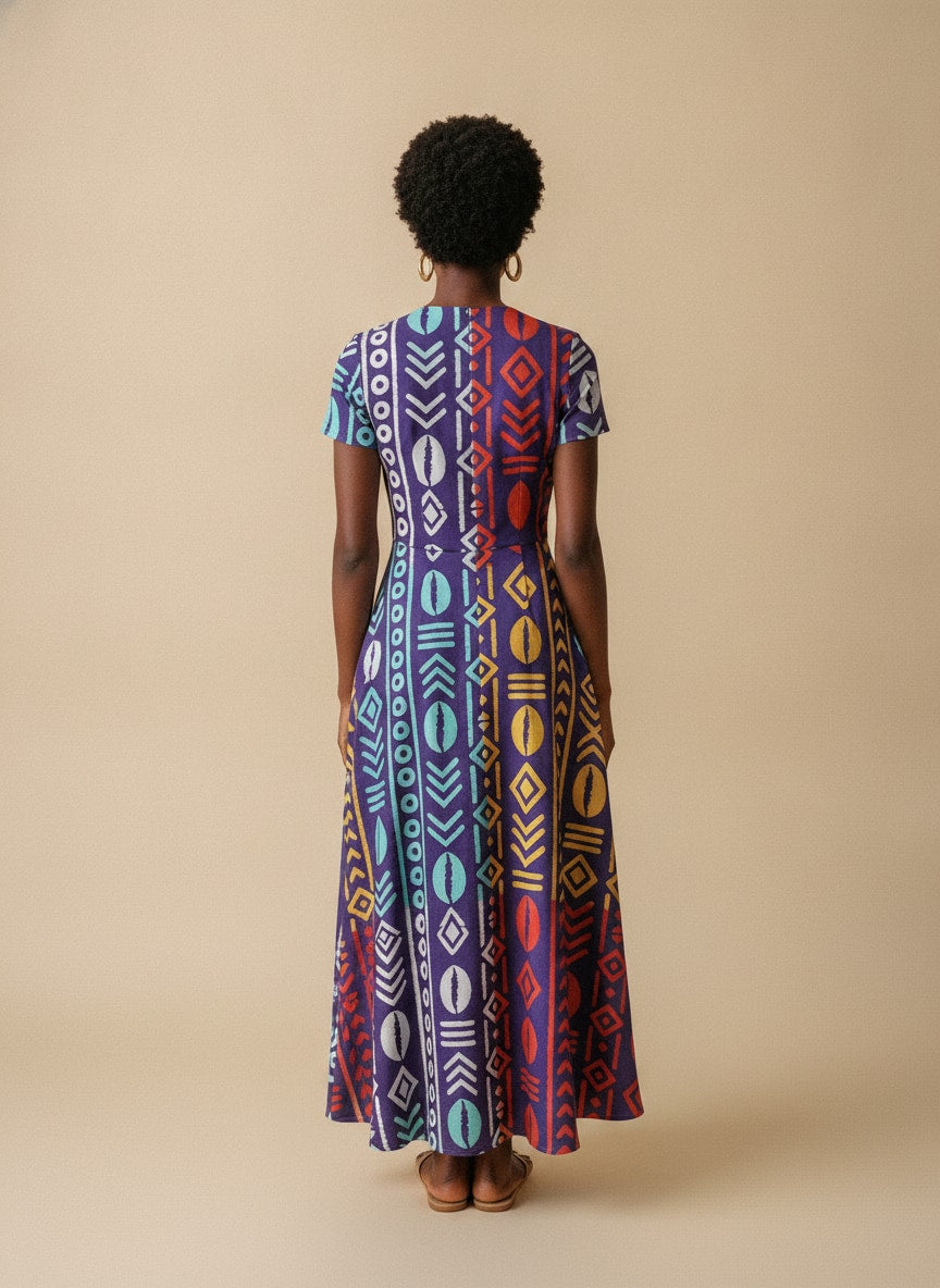 "Oshun Zamani" Short Sleeve Maxi Dress