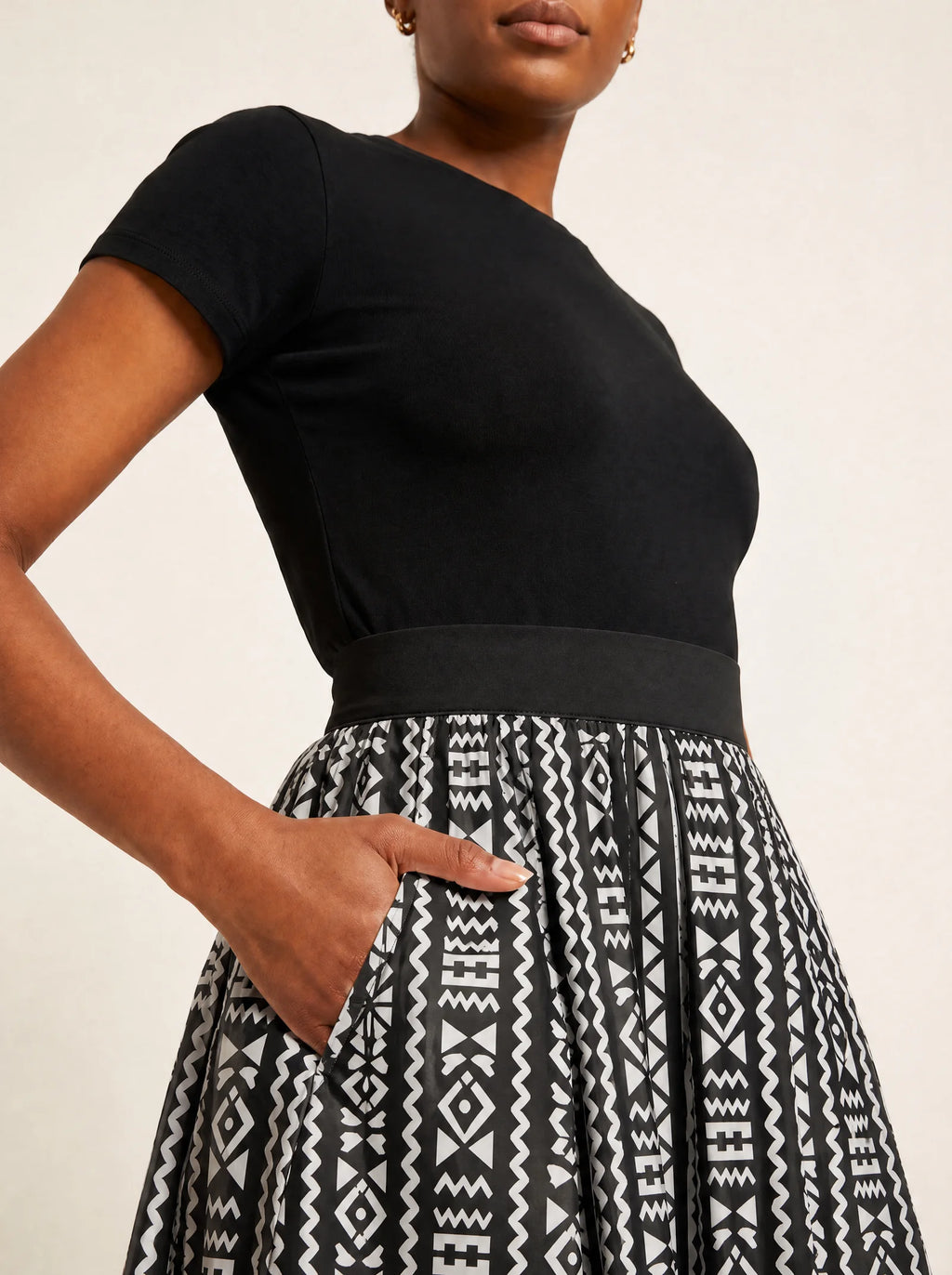 "Kuba" Twirl Skirt — close-up of the waistband and side pocket