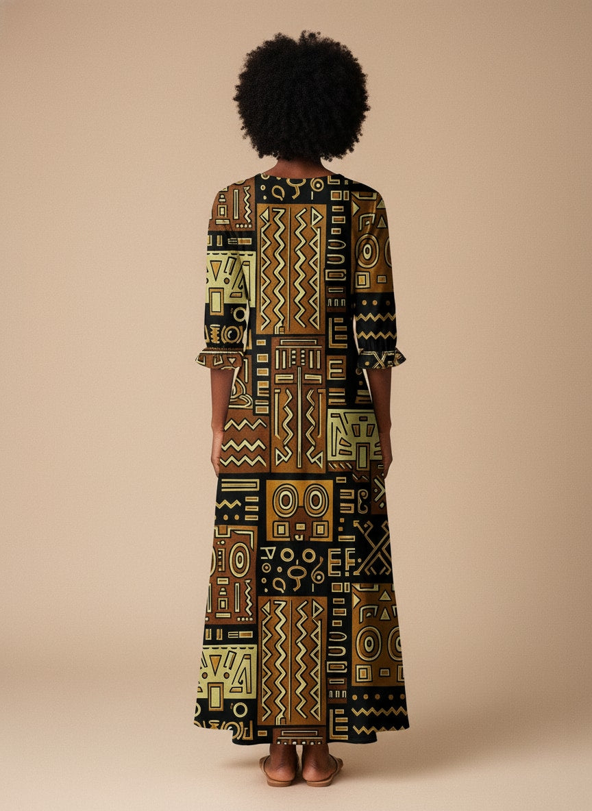 Sankofa Long Sleeve Maxi Dress