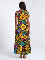 "Njano" Short Sleeve Maxi Dress