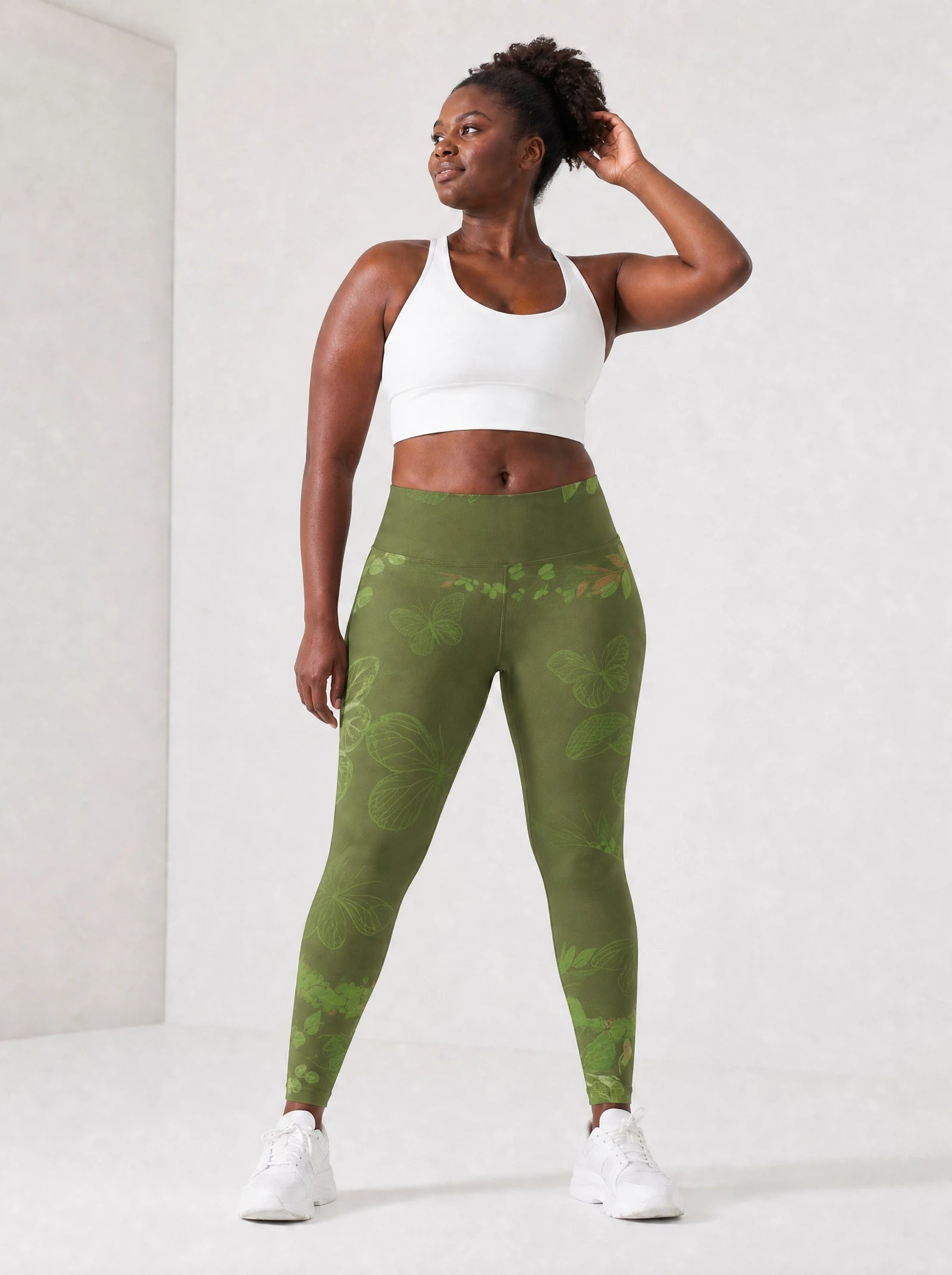 Green Orchid Leggings — full body view on model