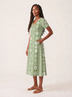 "Oshun Verde" V Neck Midi Dress Promo