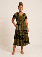 "Sankofa" V Neck Midi Dress