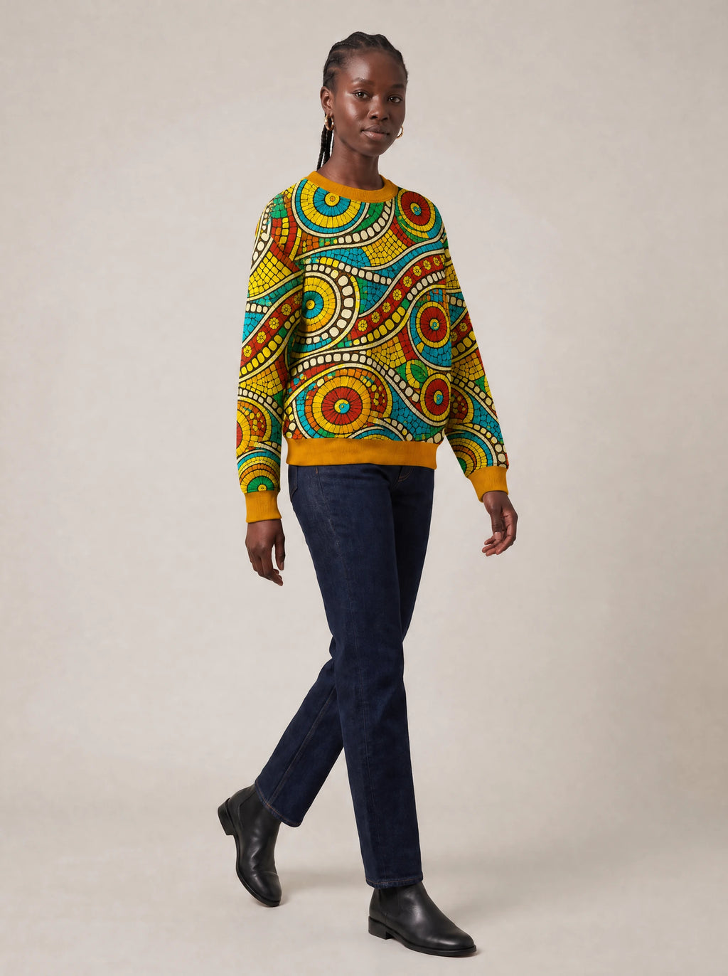 "Taji" Sweatshirt — three-quarter view on model