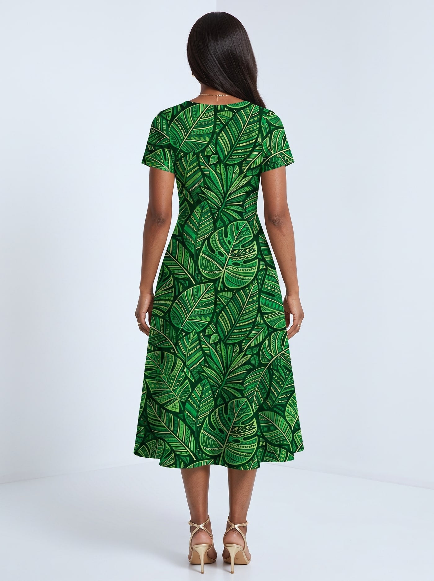 "Asili Emerald" Sweetheart Midi Dress