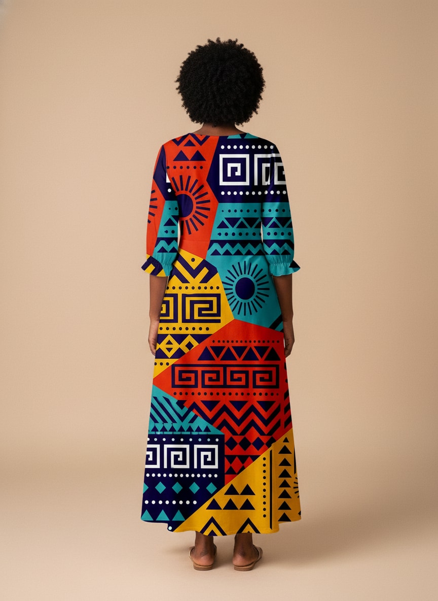 "Kanga" Long Sleeve Maxi Dress