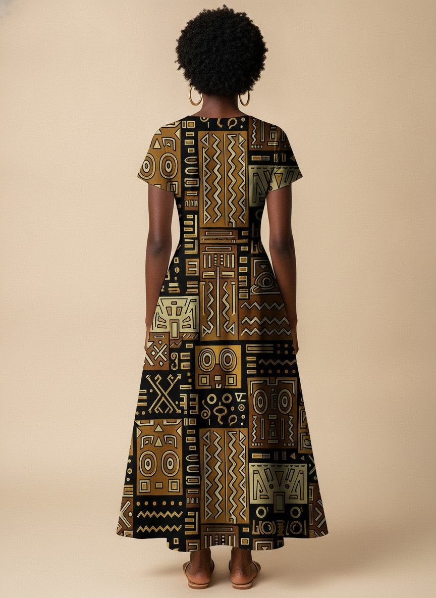 Sankofa Short Sleeve Maxi Dress