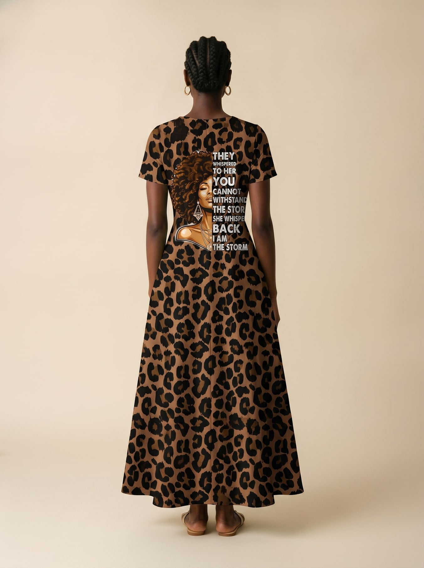 "Unstoppable" Brown Leopard Short Sleeve Maxi Dress