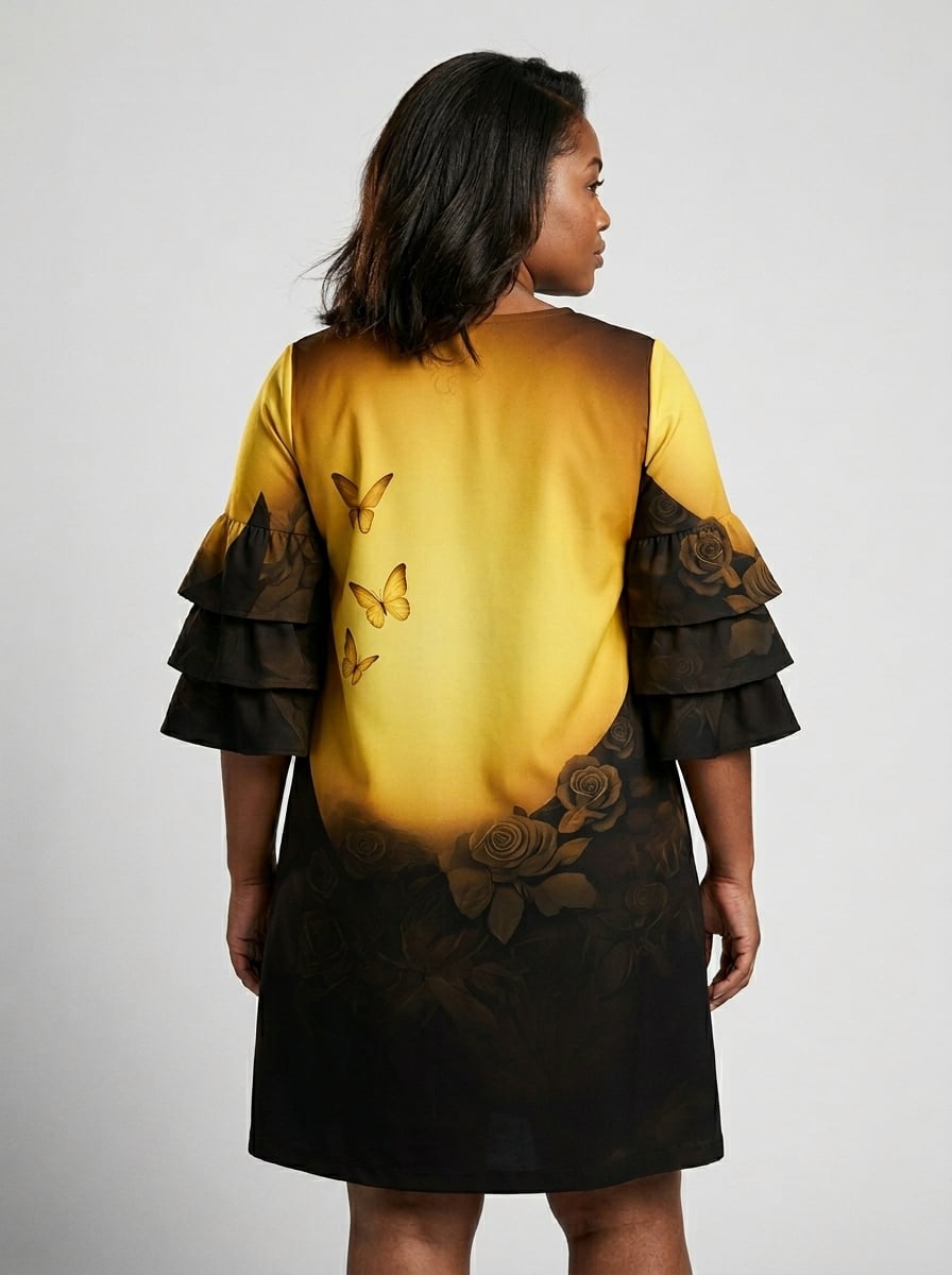 "Imani" Amber Stacked Ruffle Sleeve Dress