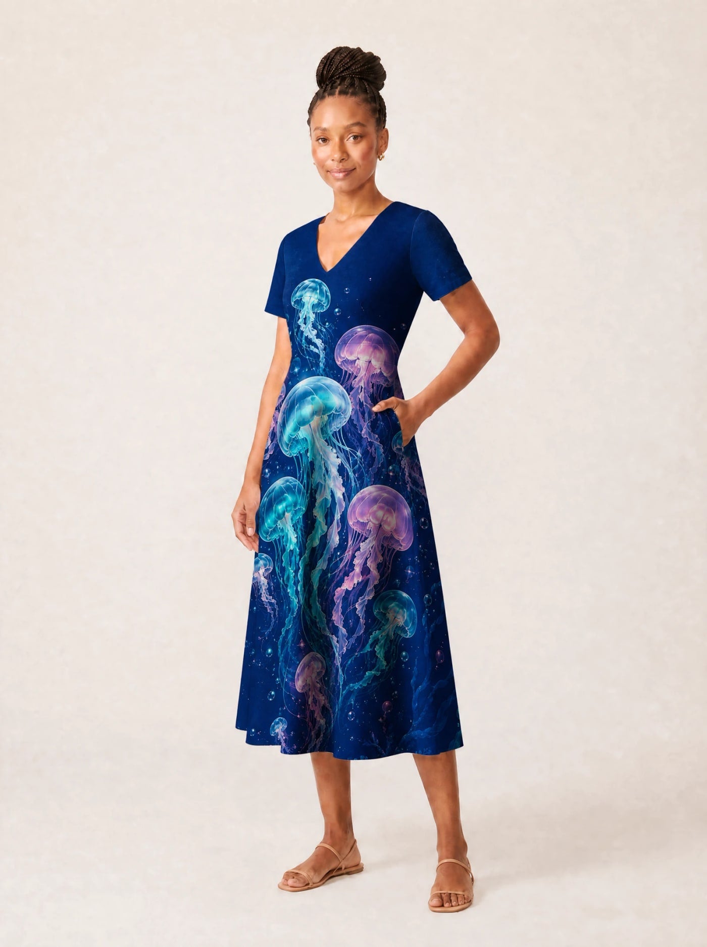 "Bahari" V Neck Midi Dress Promo
