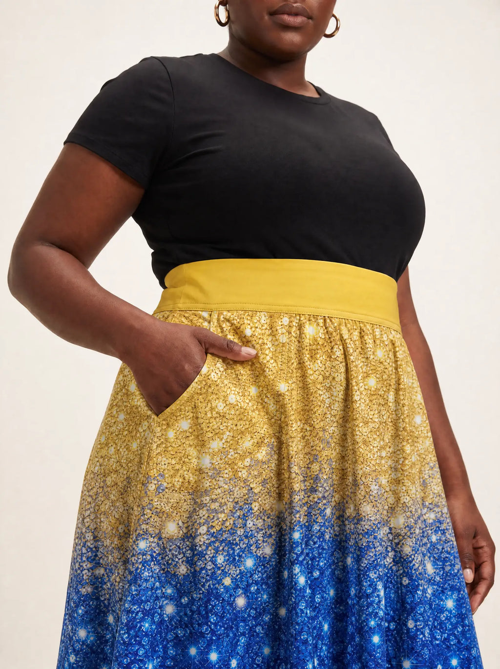 "Angaza" Twirl Skirt — waistband and pocket close-up