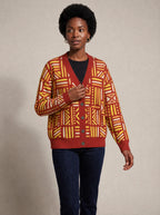 "Mistari" Cardigan — three-quarter view on model