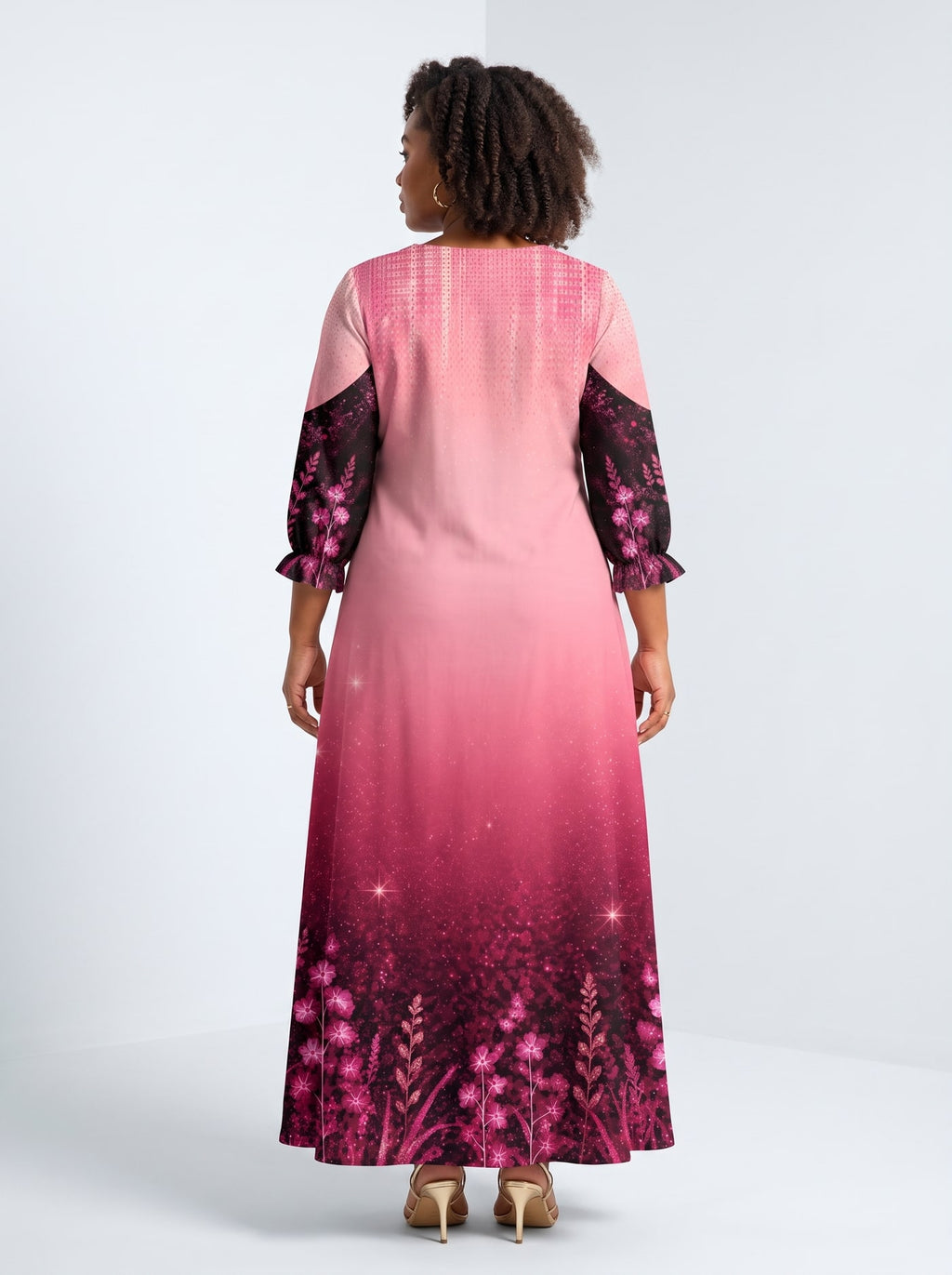 "August Queen Pink" Long Sleeve Maxi Dress