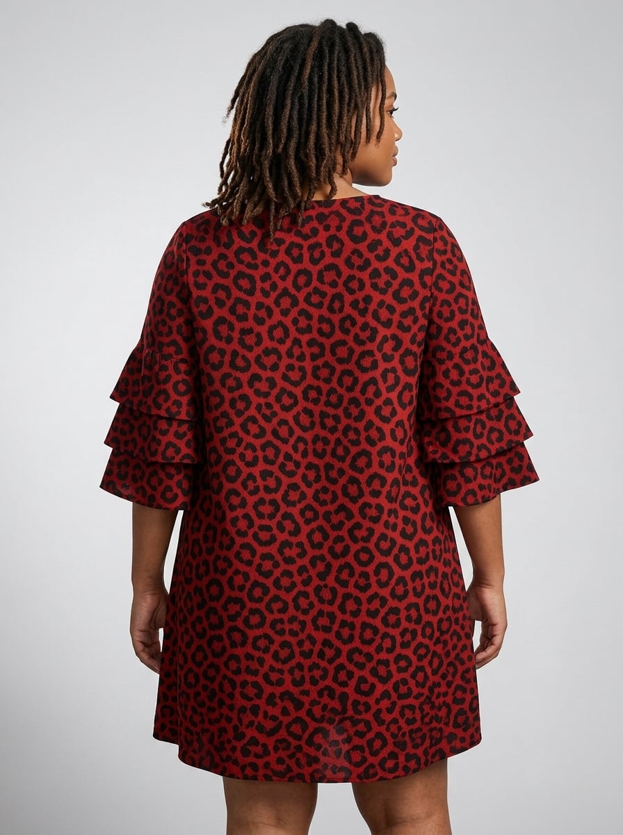 "Imani" Rouge Stacked Ruffle Sleeve Dress