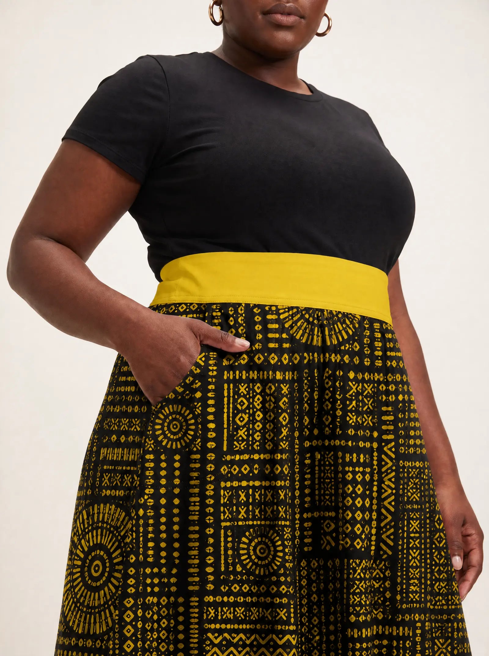 "Lamu" Twirl Skirt — close-up of the waistband and side pocket