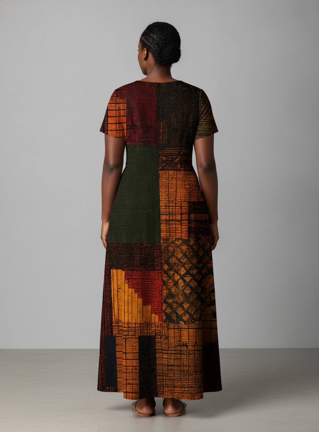 "Inuka" Short Sleeve Maxi Dress